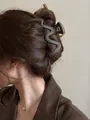 Matte brown wavy hair claw clip for thick hair, stylish and large shark clip hair accessory. - Irregular Style / 13cm / Matte Dark Coffee
