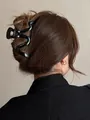 Elegant large black wavy hair claw clip for thick hair styling with a sleek finish. - Irregular Style / 13cm / Bright Black