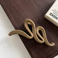 Matte khaki large wavy hair claw clip for thick hair styling professional accessory - Lightning Style / 13cm / Matte Light Coffee