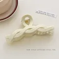 Elegant large matte cream hair claw clip with a twisted design for thick hair updos - Twisted Chain / 11cm / Frosted White