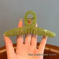 Large green translucent hair claw clip with 12.5cm length, ideal for thick hair bun - 13cm / Jelly Green
