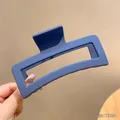 Premium matte blue large rectangular hair claw clip for thick hair styling size 13cm - Large Square / 13cm / Matte Navy Blue