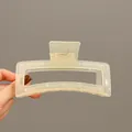 Large matte cream hair claw clip for thick hair styling - Large Square / 13cm / Jelly White