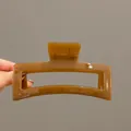 Large rectangular amber brown hair claw clip accessory perfect for thick hair styling - Large Square / 13cm / Jelly Coffee