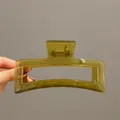Large translucent olive green hair claw clip for thick hair styling. - Large Square / 13cm / Jelly Green