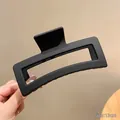 Premium large matte black rectangular hair claw clip for thick hair styling, 13cm - Large Square / 13cm / Matte Black