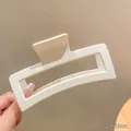 Large matte cream rectangular hair claw clip measuring 13cm for thick hair styles - Large Square / 13cm / Frosted White