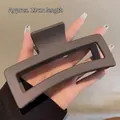 Large matte grey hair claw clip for thick hair, 13cm rectangular shark clip SKU variant - Large Square / 13cm / Matte Dark Coffee