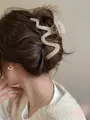 Elegant large matte beige wavy hair claw clip shark clip for women with thick hair - Irregular Style / 13cm / Matte Milk Coffee