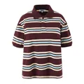 Polo vintage de rayas de manga corta para mujer en granate y azul - S / Camiseta de Manga Corta Marrón Oscuro Solo (Sin Falda)