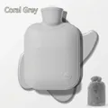 Premium coral gray hot water bottle set including a soft removable faux fur cover - Coral Grey + [With 1 Rabbit Fur Cover]