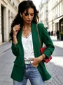 Elegante blazer verde scuro slim fit da donna abbinato a canotta in pizzo bianco - S / Verde Scuro