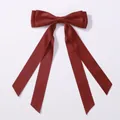 Elegante wijnrode haarspeld met dubbellaagse strik en lange linten voor kinderen. - Lavendel