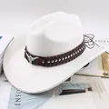 Elegant white wool western cowboy hat with studded leather band and bull head ornament. - Thirty Rhinestones / Cream