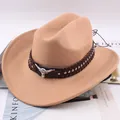 Western felt cowboy hat with bull head studded band in camel color - Thirty Rhinestones / Camel