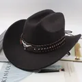 Classic black felt western cowboy hat featuring a studded band with bull head ornament - Thirty Rhinestones / Black