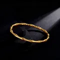 Elegant gold-plated stainless steel bamboo joint bangle for women and men - Gold Bamboo Round