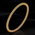 Elegant golden beaded stainless steel bangle for women, tarnish-resistant finish. - Gold Round Beads