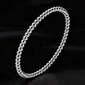Polished stainless steel beaded bangle bracelet for women and men minimalist style. - Steel Beaded Bangle