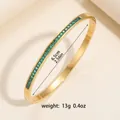 Gold-plated stainless steel bangle with green square stones, 6.5cm diameter - Gold Color With Green Zirconia Style (44-E-5)
