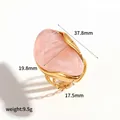 Vintage 18K gold plated stainless steel ring with pink resin stone and dimension details - Pink Irregular Style (TR60295-PK)