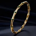 Bamboo Bangle With Green Zirconia (40甲-D-5)