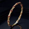 Bamboo Bangle With Red Zirconia (39-A-11)