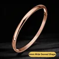 Premium 4mm rose gold titanium steel domed bangle bracelet for women jewelry SKU - 4mm Domed-Rose Gold