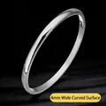Bracelet jonc minimaliste de 4mm en acier titane avec une surface courbe élégante - 4mm Bombé-Argent