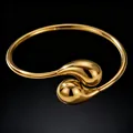 Elegant gold-finished titanium steel bangle with minimalist teardrop terminal designs - Gold Waterdrop