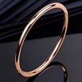 Elegant minimalist high-polished rose gold titanium steel hinged bangle bracelet for women - Rose Gold Round Line