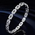 Silver Rectangular Pave Bangle