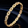 Gold Rectangular Pave Bangle