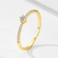 Anello classico in argento sterling S925 con zircone e finitura dorata per donna - US 5 / Giallo