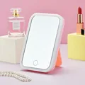 Specchio per trucco a LED rosa portatile con luce touch e supporto pieghevole - Luce Monocromatica / Rosa