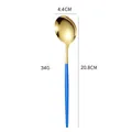 Portuguese style gold and blue stainless steel spoon for elegant dinner and dessert - Blue Gold Dinner Spoon