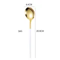 Premium gold stainless steel dinner spoon with white handle, 20.8cm length, 34g weight - White Gold Dinner Spoon