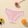 Roze damesbroekje met lage taille, afgewerkt met elegante witte kant en een strik - S(30) / Roze