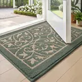 Felpudo de entrada en polipropileno verde con elegante diseño beige y base antideslizante duradera - 50*80cm / Estilo Huahailan / Verde
