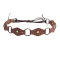 Vintage American style brown rivet leather patchwork belt with bronze metal rings - Antique Copper Tan