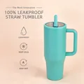 40oz double-wall insulated tumbler with leakproof straw lid in teal finish - 40oz / Greenish Blue (New Color)