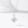 Elegante collana in argento sterling 925 con ciondolo a quadrifoglio e diamanti - Argento 925 / Bianco