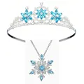 Set di gioielli tiara e collana con fiocco di neve in cristallo blu per bambine - Set Collana e Corona Fiocco di Neve Blu