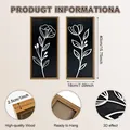 Set mit 2 Vintage 3D-Wandbildern aus Holz mit Pflanzenmotiven für rustikale Dekoration - 3D Schwarz Relief Holzmaserung Stil (C（3D）)