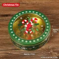 Round Christmas tinplate box with transparent window and candy cane illustration - Christmas Cane Style (2370B-03)