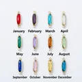 Colorful horse-eye birthstone glass pendants for twelve months DIY jewelry making - January / 5*15 Long Oval - Gold