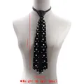 Elegant retro black fashion necktie featuring decorative white pearls and shiny rhinestones - Artificial Pearl and Rhinestone Decorative Style (N13893)