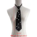 Vintage black satin necktie with elegant pearl and alloy flower charms decorations - Artificial Pearl Flower Decorative Style (N13894)