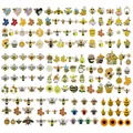 Variety of bee honeycomb and sunflower enamel charms for jewelry making and crafts - Optional Style/Accessories (Bee Series)