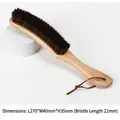 Spazzola professionale in legno di faggio con crine di cavallo per scarpe in pelle - Stile a Manico Lungo Naturale (A-227)